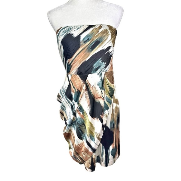 NWT Ann Taylor- Abstract Print Strapless Dress w/ Built In Bra - Size 6 - Picture 1 of 10